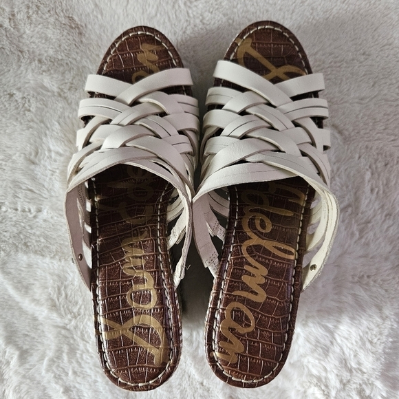 Sam Edelman Devon Ivory Leather Wedge Shoes Sz 9.5 Medium Platform Espadrille - Picture 4 of 7